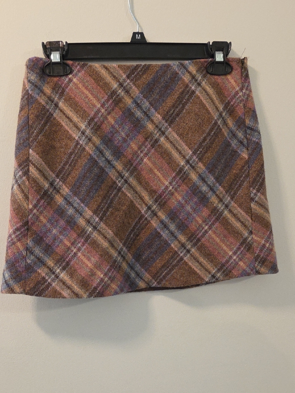 The Gap Plaid A-Line Wool-Blend Skirt in Brown and Pink